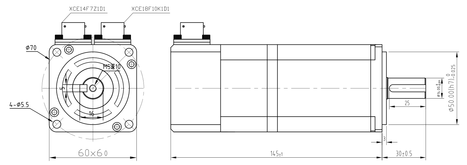 JGSM 60mm 200W 低压伺服电机